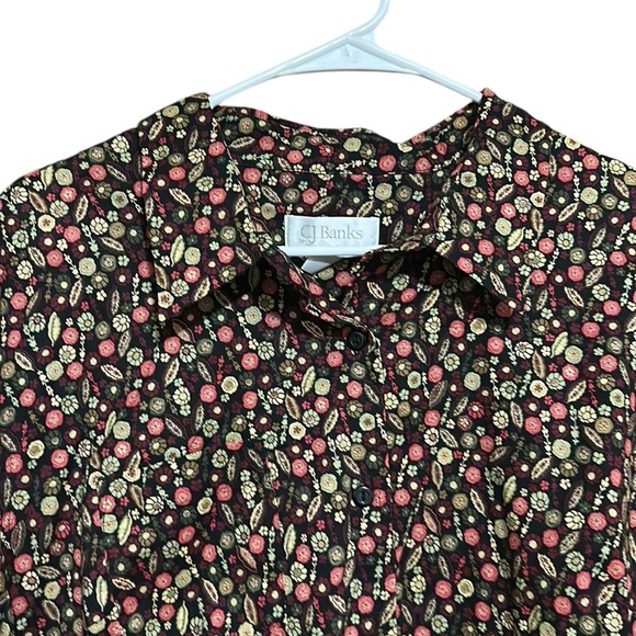 CJ Banks Button Down Blouse Floral Long Sleeves 100% Cotton Size 1X - Picture 5 of 7